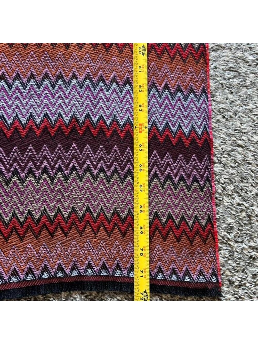 Missoni Italian Scarf Red Purple Zigzag Geometric Boho Wool Blend Chic Elegant - Picture 5 of 6